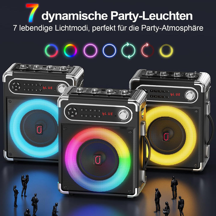 JYX Karaoke Maschine, Karaoke Anlage mit 3 Mikrofonen, Tragbare Bluetooth 5.3 Karaoke Box, 80W PA An