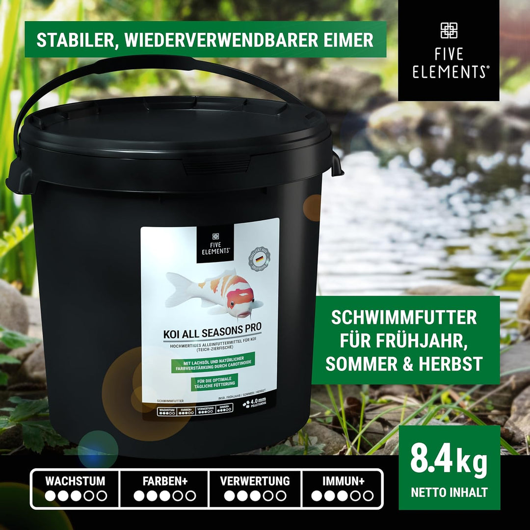 FIVE ELEMENTS Koi Allround Plus | 8,4 kg | hochwertiges Herbst-Futter für Koi | Lachsöl | Kurkuma zu