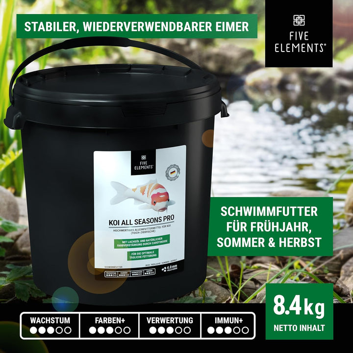 FIVE ELEMENTS Koi Allround Plus | 8,4 kg | hochwertiges Herbst-Futter für Koi | Lachsöl | Kurkuma zu
