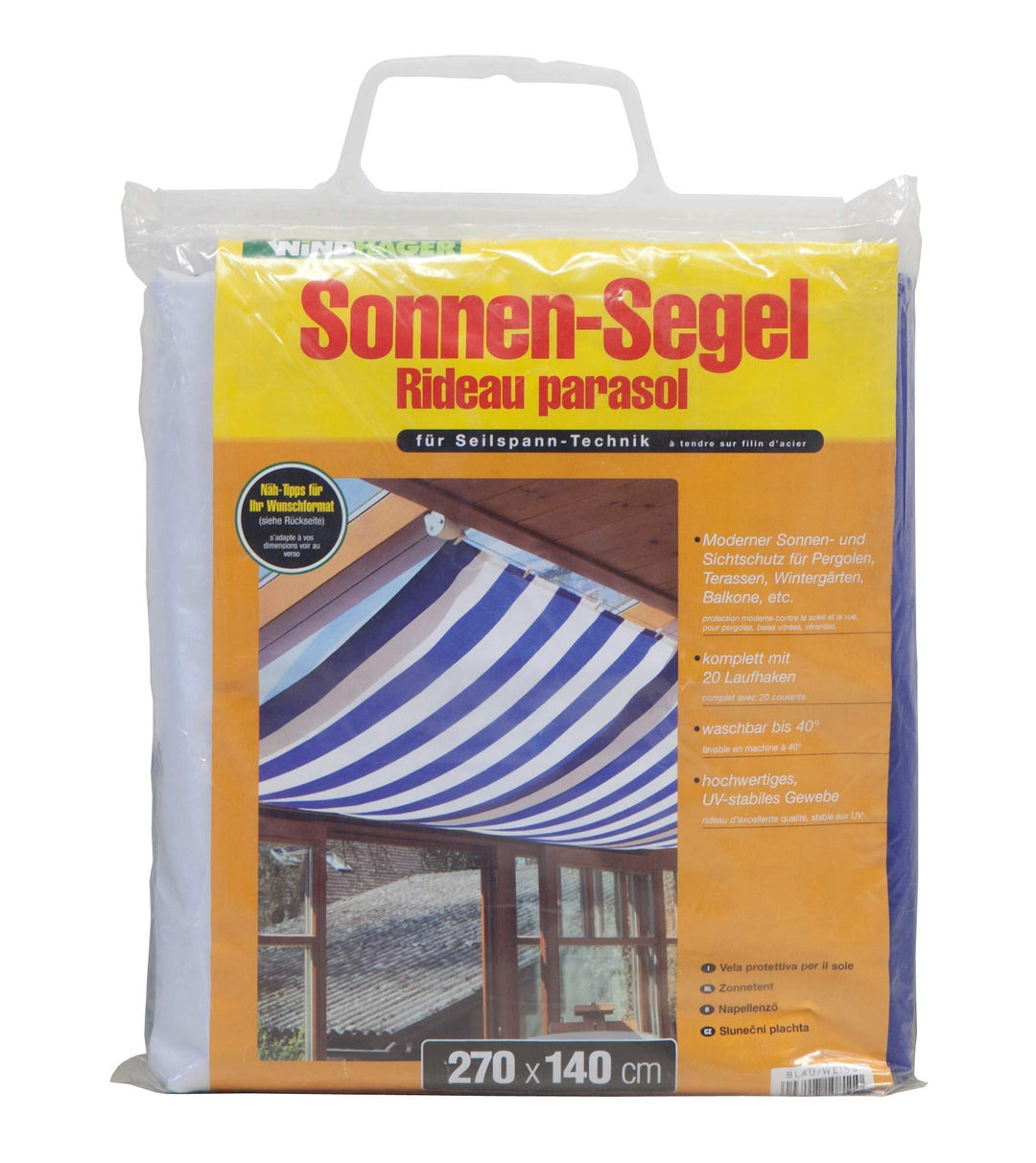 Windhager Sonnensegel für Seilspanntechnik, Blau/Weiss, 270 x 140 cm Blau/Weiss 270 x 140 cm, Blau/W