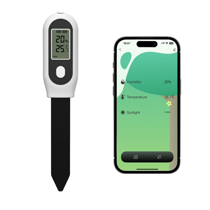 GIEX Zigbee 3-in-1 Bodenfeuchtesensor, 1er-Pack, für Garten mit Temperatur- & Lichtmessung, kompatib
