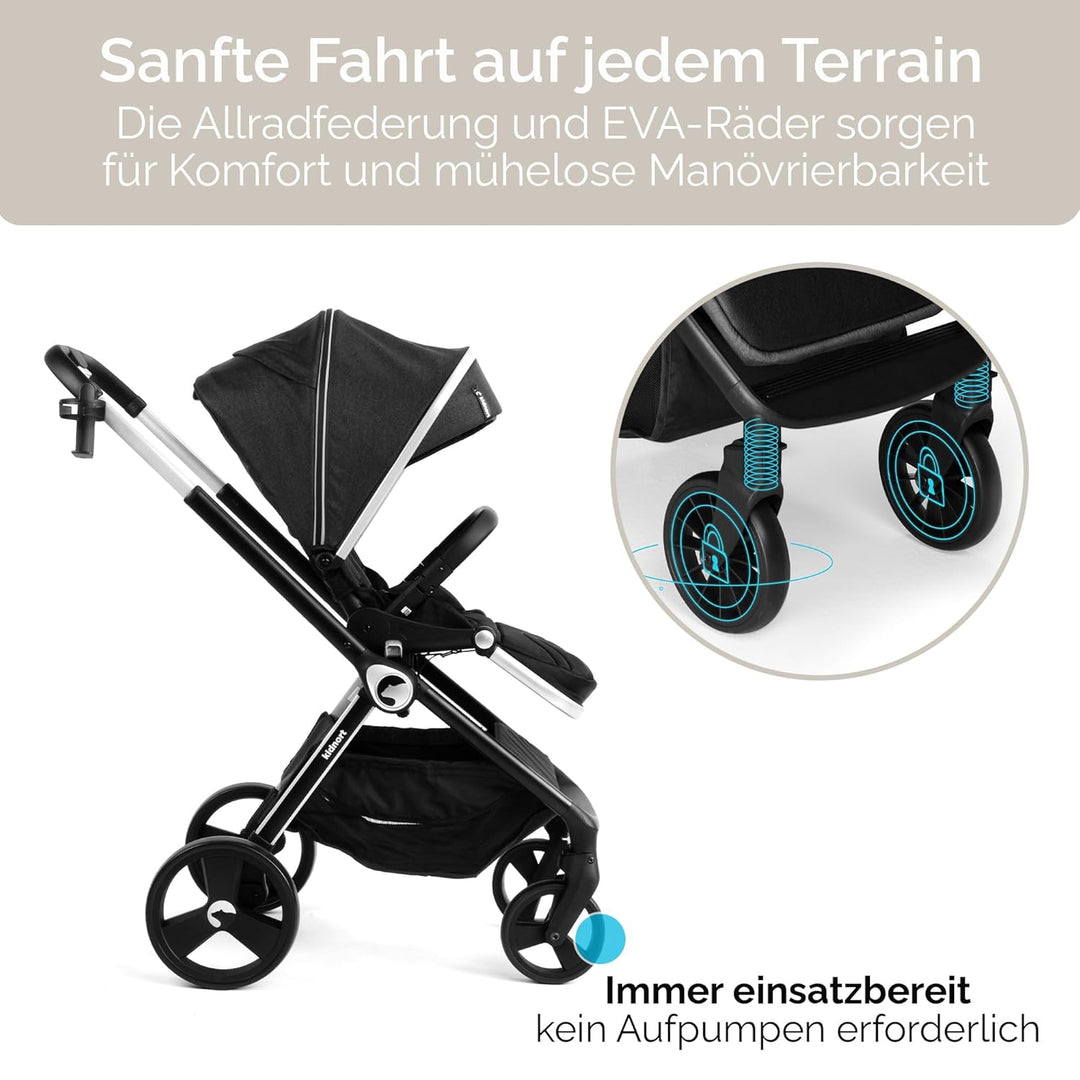 Isbjörn Kinderbuggy ab Geburt bis 22 kg, klappbar mit Liegefunktion, umsetzbare Sitzeinheit, grosse