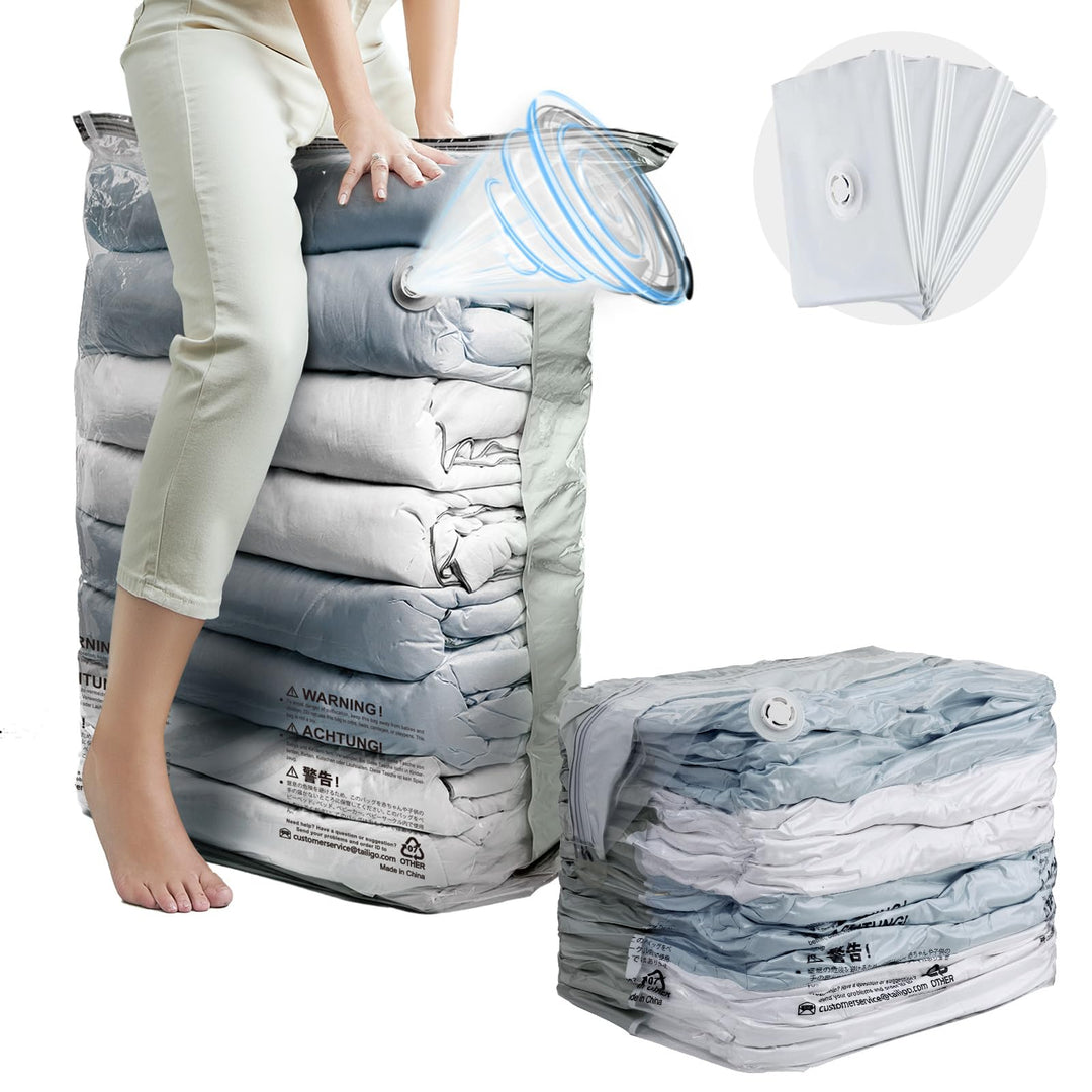 TAILI Würfel Vakuumbeutel für Kleidung, Jumbo 4 Pack (80x100x38 cm), Extra grosse vakuumbeutel für B