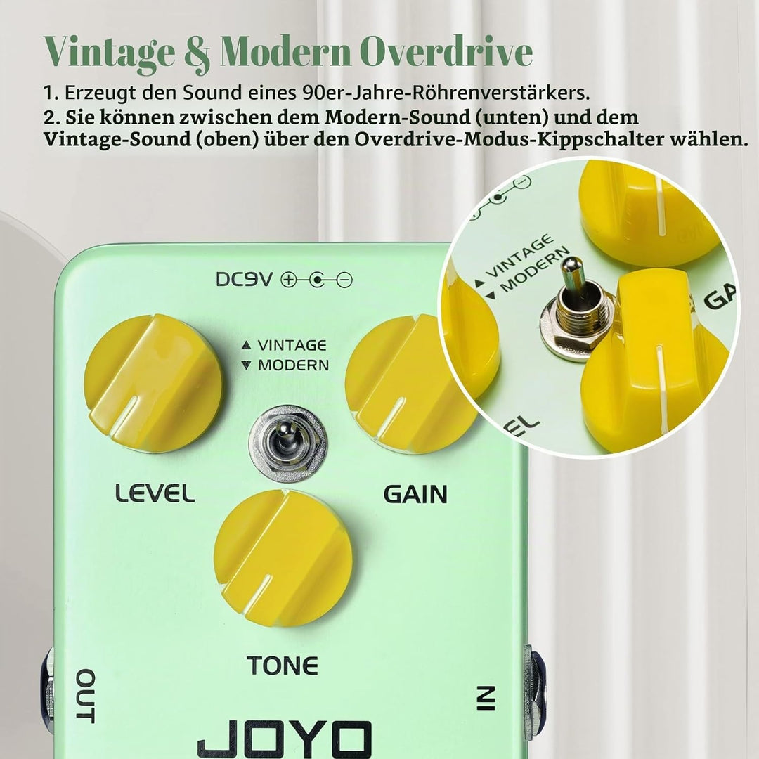 JOYO Blues Overdrive Gitarrenpedale, hohe Verstärkung, Overdrive von Vintage bis Modern, für E-Gitar