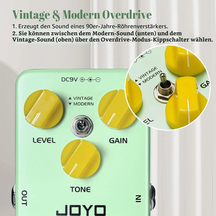 JOYO Blues Overdrive Gitarrenpedale, hohe Verstärkung, Overdrive von Vintage bis Modern, für E-Gitar