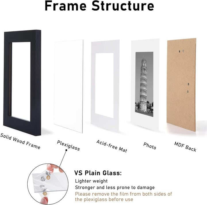 YEEPHAN 12x12 quadratischer Bilderrahmen aus Eichenholz mit Plastic glass front,30x30cm Fotorahmen f