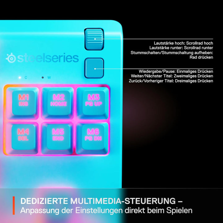 SteelSeries Apex 3 TKL Aqua RGB Gaming-Tastatur – Kompakter Tenkeyless-Formfaktor – 8-Zonen-RGB-Bele