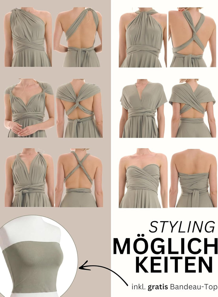 Juvell Brautjungfernkleider lang - Maxi-Kleid - Infinity-Abendkleid - Multiway-Wickelkleid - Abendkl