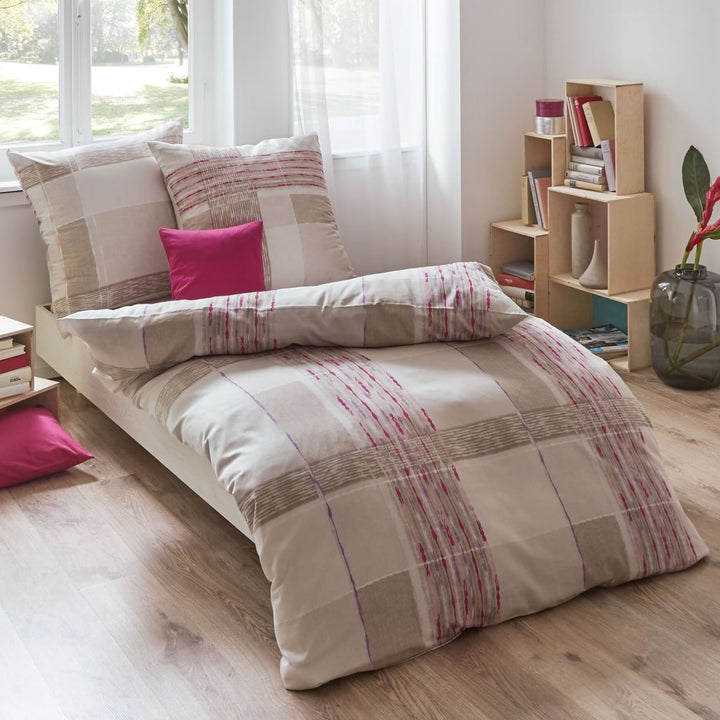 Kaeppel Bettwäsche Satin pink-beige Grösse 155x220 cm (80x80 cm) 155x220 cm + 80x80 cm Pink Beige, 1