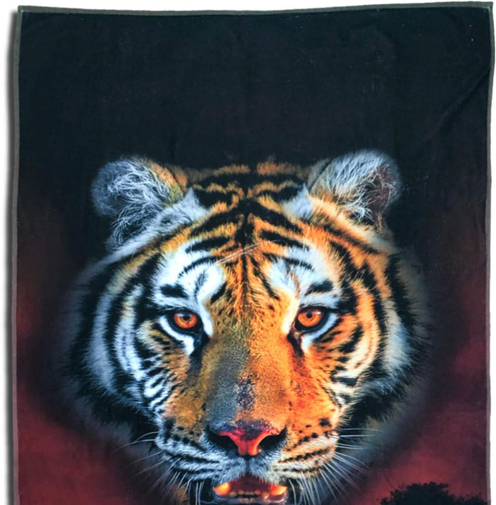 ESPiCO Strandlaken Tiger Badetuch Sonnenuntergang Sonnenaufgang Savanne Afrika Tigerkopf 100 cm x 18
