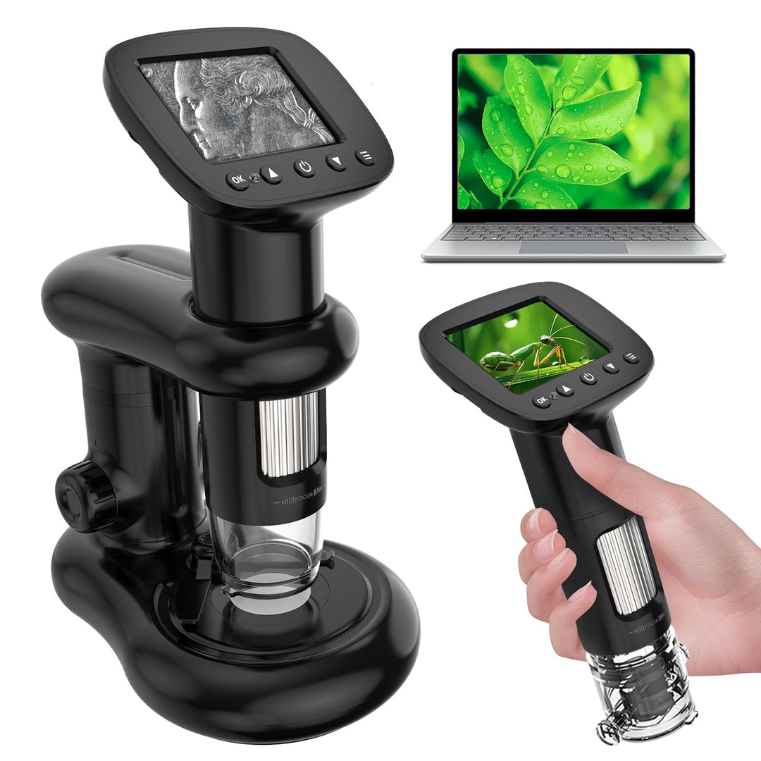Digitales Mikroskop mit 5,1cm/2-Zoll Bildschirm für Erwachsene-und-Kinder, Münzlupe mit Licht und st