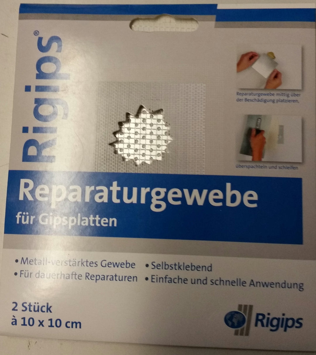 Rigips Reparaturgewebe für Gipsplatten 2 Stück a 10 x 10 cm