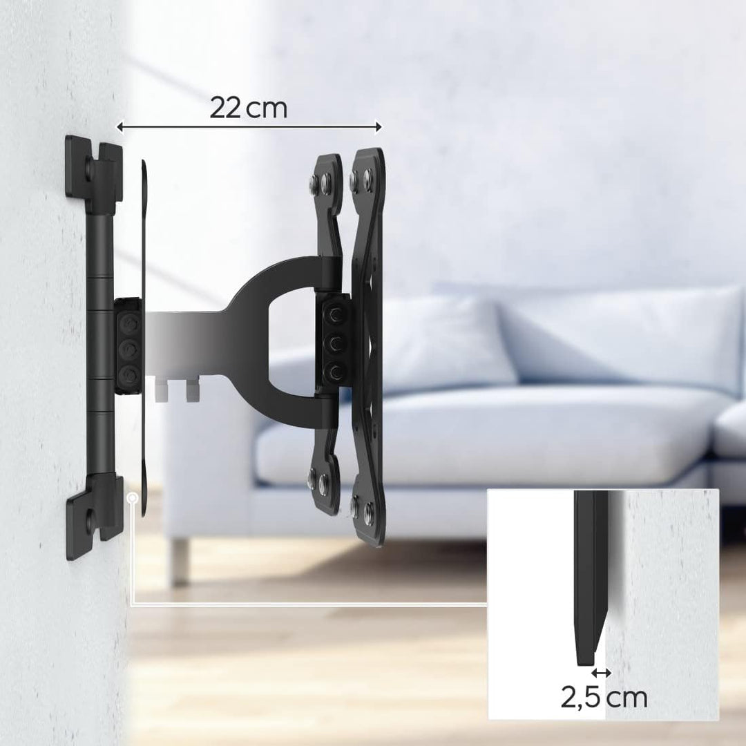 Hama TV Wandhalterung Schwenkbar, Neigbar, Slim (19 - 48 Zoll TV Halterung für Fernseher bis zu 25 k