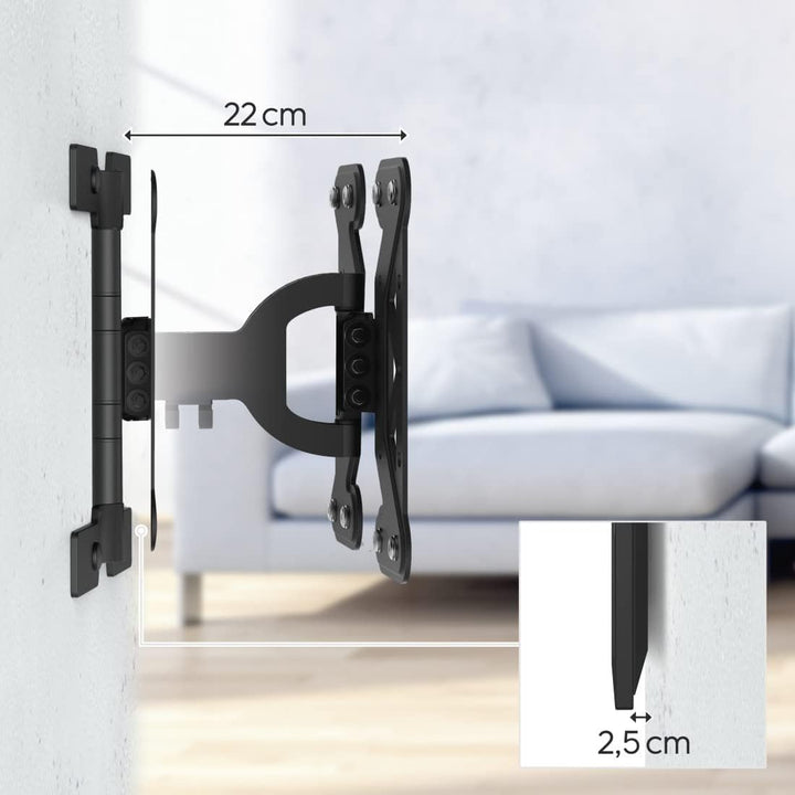 Hama TV Wandhalterung Schwenkbar, Neigbar, Slim (19 - 48 Zoll TV Halterung für Fernseher bis zu 25 k