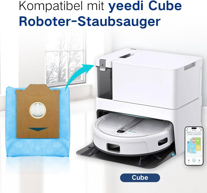 HomeTimes Hochwertiger 3L Staubbeutel für yeedi Cube Saugroboter Ersatzteile Staubsaugerbeutel x6 6