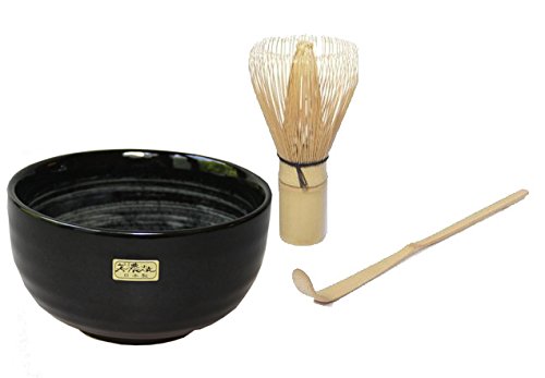 Quertee Matcha-Set - Original japanische Matcha Schale Aqua - 400 ml PLUS Matcha Besen Chasen - Matc