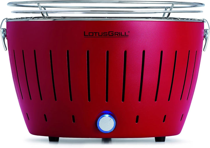 LotusGrill Classic Feuerrot G340 Rot Tischgrill Holzkohlegrill Raucharm USB-Anschluss Red, Red