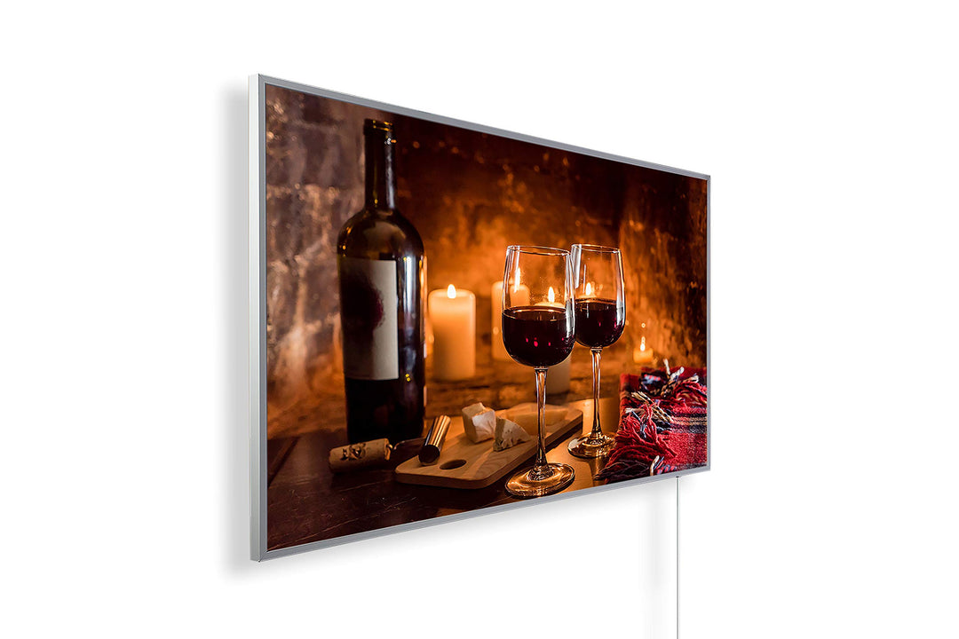 Infrarotheizung mit Bild – Bildmotiv – TÜV SÜD - 1200 Watt Bildheizung - Weisser Rahmen (170. Wein &