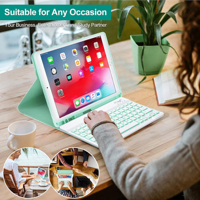 Qoosea Schutzhülle mit spanischer Tastatur für iPad 10,2 Zoll 9th 2021/ 8th Gen / 2020/7th Gen 2019/