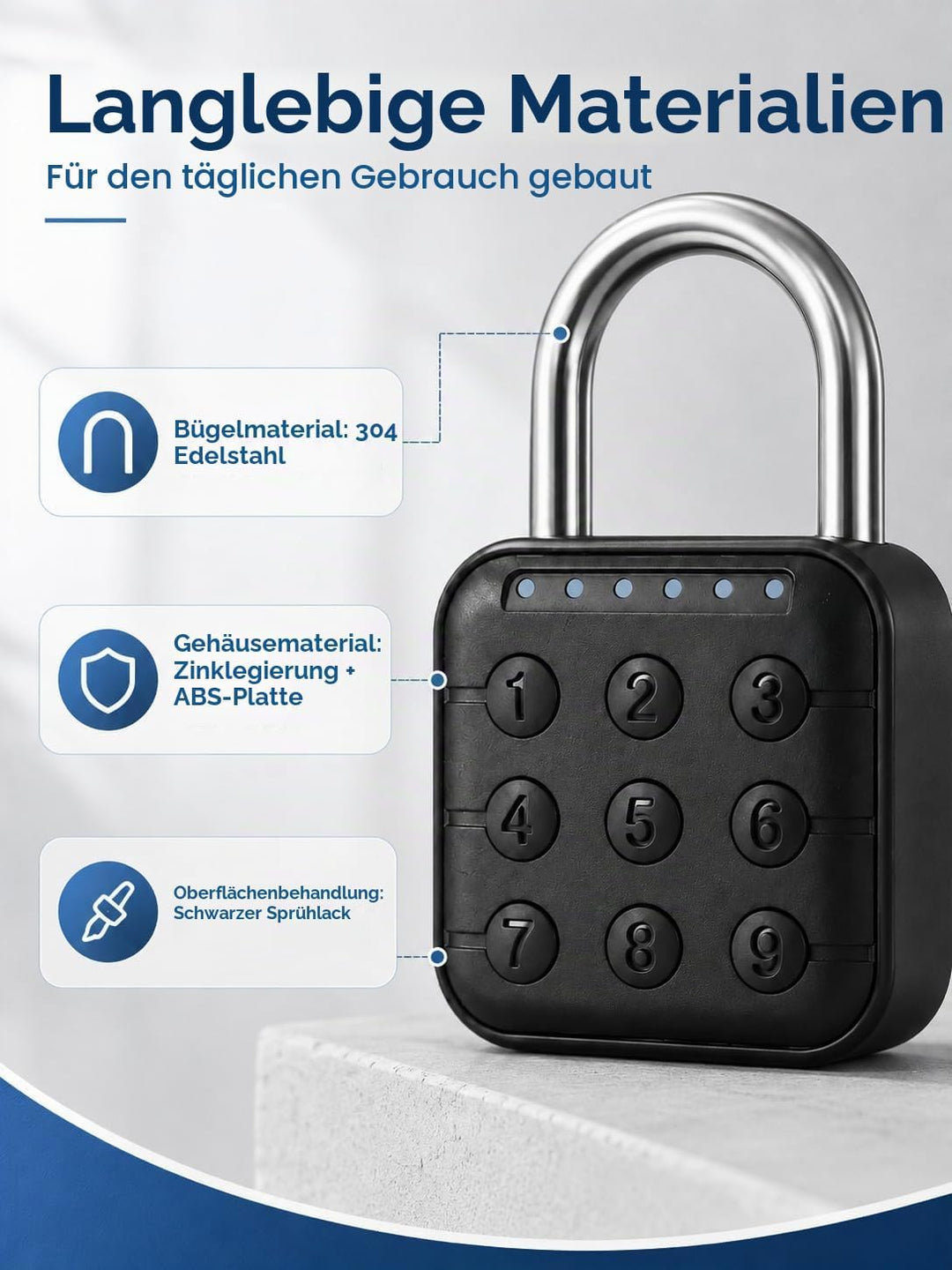 Uadme Vorhängeschloss Zahlenschloss, 6 Stellig Passwortsperre, IP67 Wasserdicht Schloss mit Zahlenco