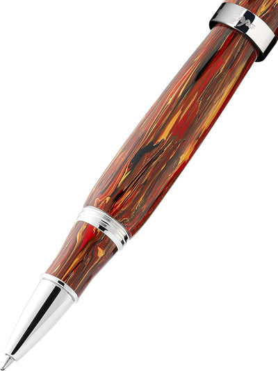 Montegrappa Mia Tintenroller aus Edelstahl und Montegrappite-Harz in der Farbe Flaming Heart, Länge: