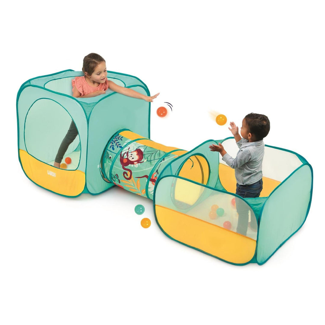 Ludi — Jungle Pop-Up-Spielplatz — Würfel-, Tunnel- und Ballserie — 3 lustige Bereiche — 30 Bälle im