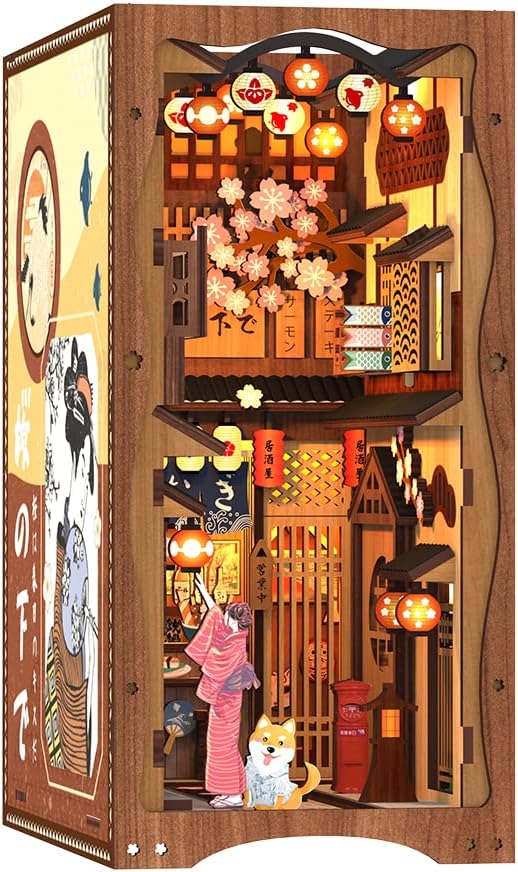 CUTEBEE DIY Book Nook Kit – DIY Miniatur Haus Kit mit Möbeln und LED-Licht, 3D Puzzle Buchstützen au