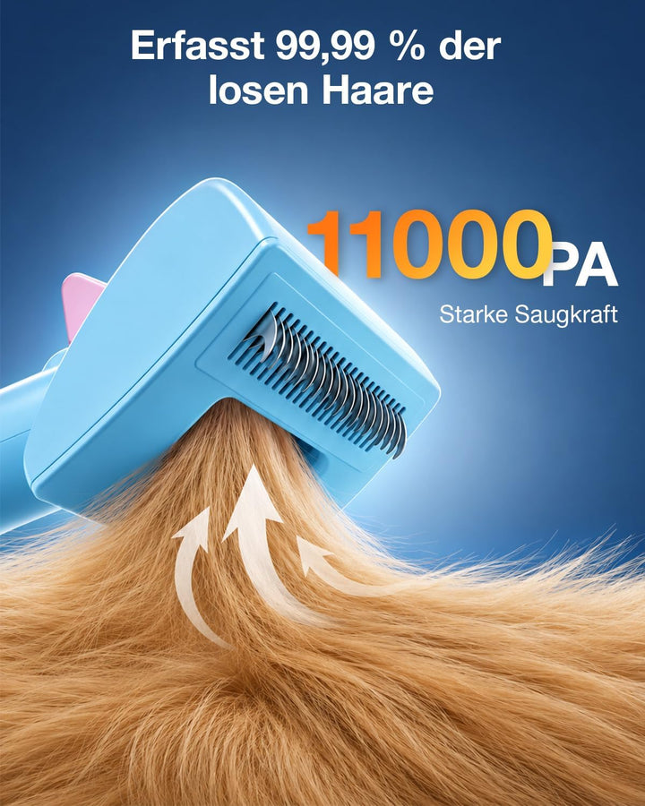 Hundeschermaschine mit Staubsauger, 7-in-1 Tierpflege Set mit 11000 Pa Saugkraft, Leise Fellpflegege