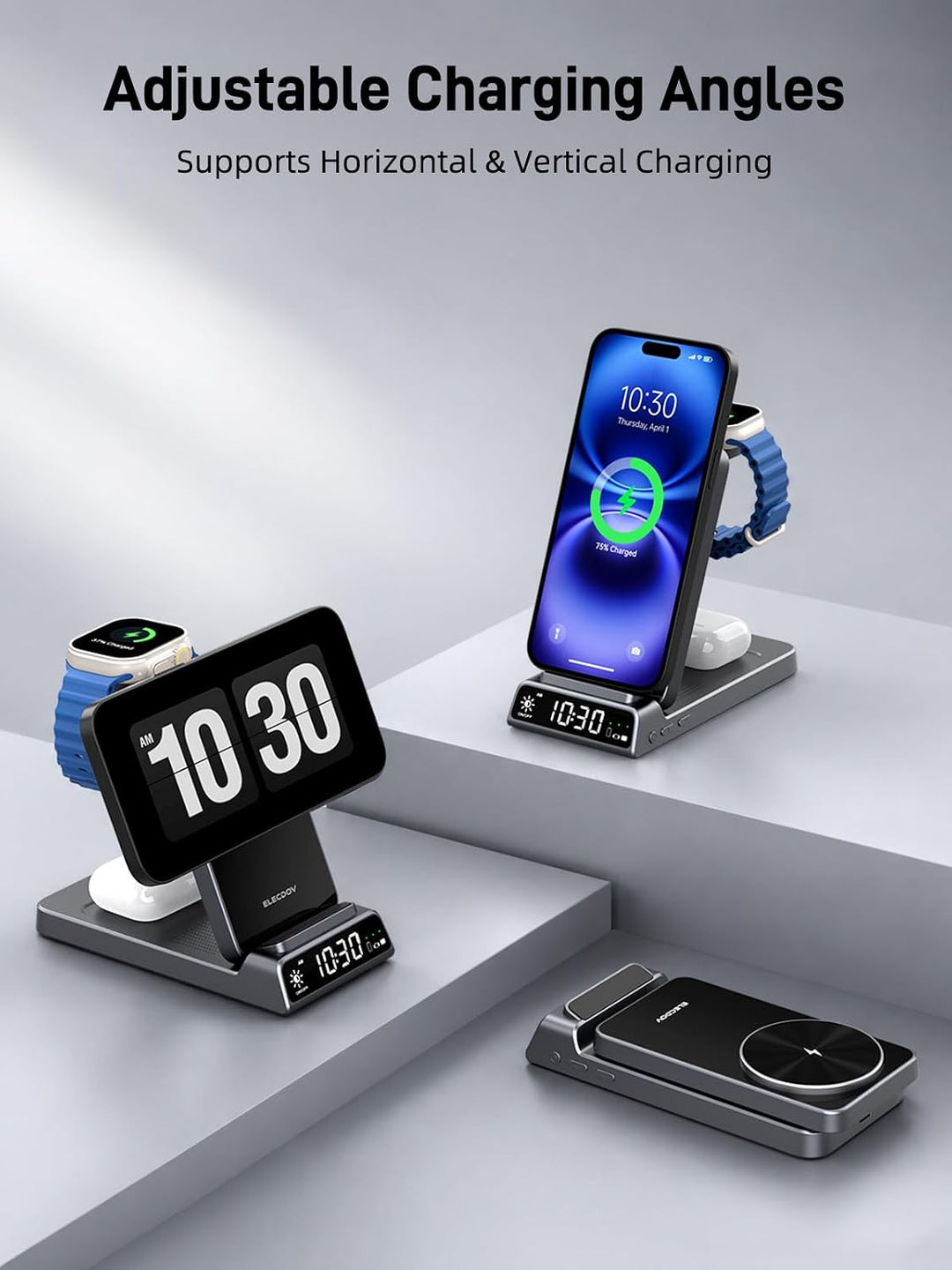 Mag-Safe Ladestation für Apple Watch und iPhone, 3 in 1 Induktive Ladestation ladegerät für iPhone 1