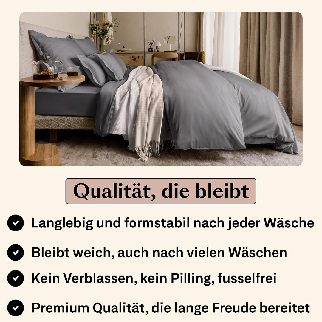 Kissenbezug 40x60 2er Set Dunkelgrau | Weiche Kissenhülle aus Feinster Ägyptische Baumwolle | Satin