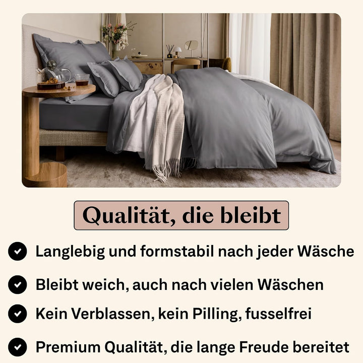Kissenbezug 40x60 2er Set Dunkelgrau | Weiche Kissenhülle aus Feinster Ägyptische Baumwolle | Satin