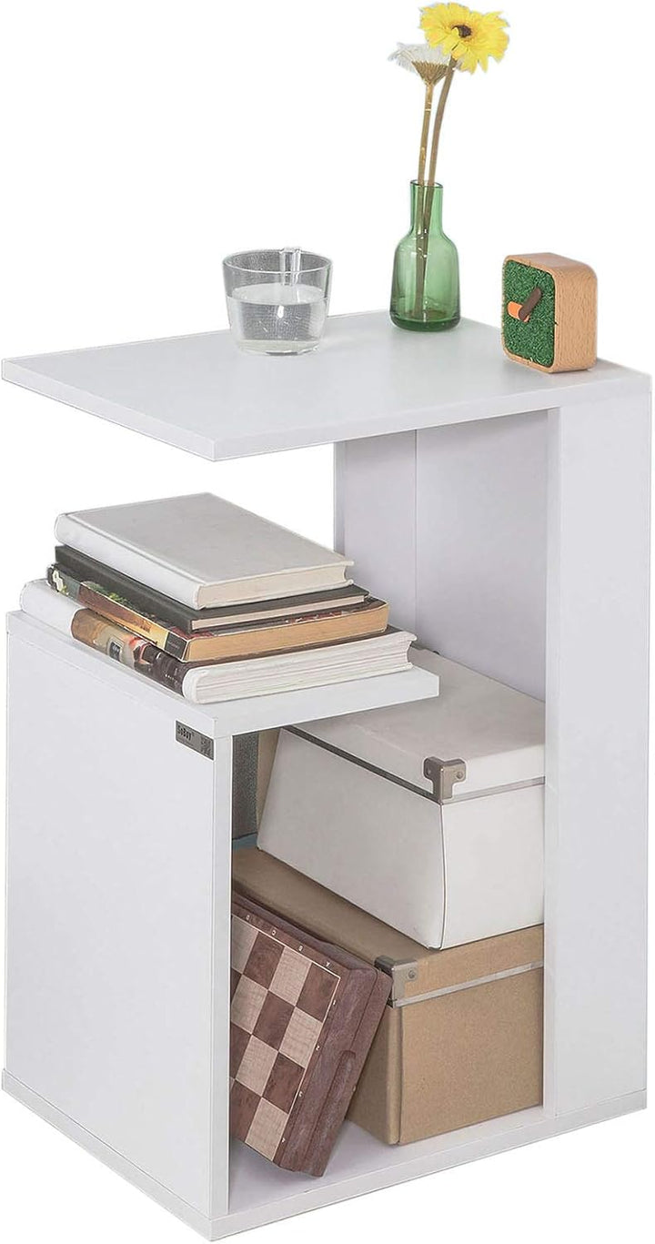 SoBuy FBT69-W Beistelltisch mit 3 Ablagen Couchtisch Kaffeetisch Sofatisch weiss BHT