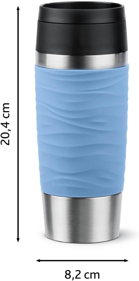 Emsa N20213 Travel Mug Wave Isolierbecher 0,36 Liter | neuer Komfort-Schraubverschluss | Edelstahl |