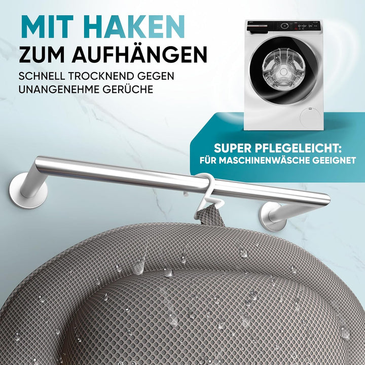 XXL Premium Badewannenkissen grau | NEU zusätzliche Polster an Schulter- & Nackenbereich | Badekisse