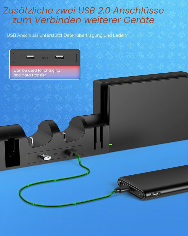 FASTSNAIL Ladestation Kompatibel mit Nintendo Switch&Switch OLED für Joy Cons， Controller Ladestatio