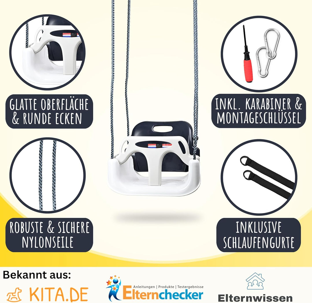 WOLKENGLÜCK® Babyschaukel 3 in 1 [6 Monaten bis 6+ Jahre] - Mitwachsende Kinderschaukel für Outdoor