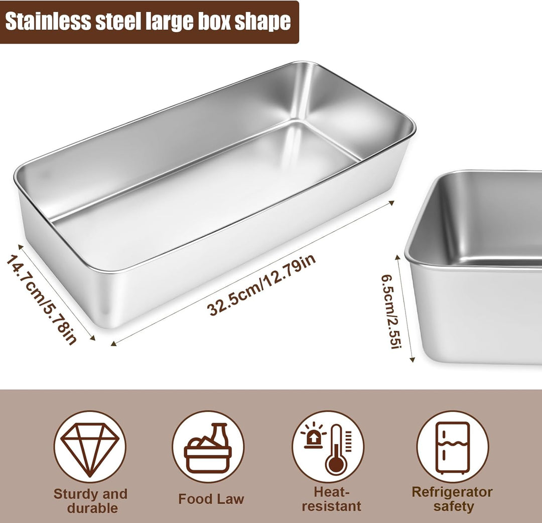 33cm Kastenform Gross, 2er-Set Edelstahl Rechteckig Brotbackform, Kastenform Kuchen, Brotformen zum
