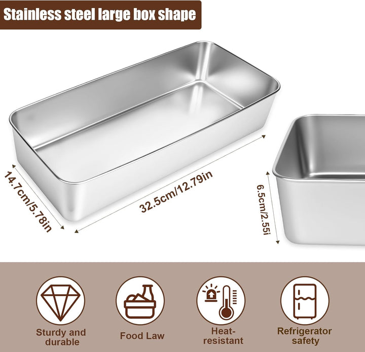 33cm Kastenform Gross, 2er-Set Edelstahl Rechteckig Brotbackform, Kastenform Kuchen, Brotformen zum