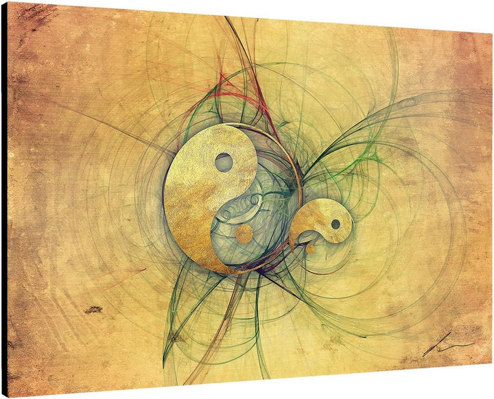 Yin und Yan Energiefluss Abstraktes Bild auf Leinwand Abstrakt132_cm_dekoratives LeinLeinwandbild Le