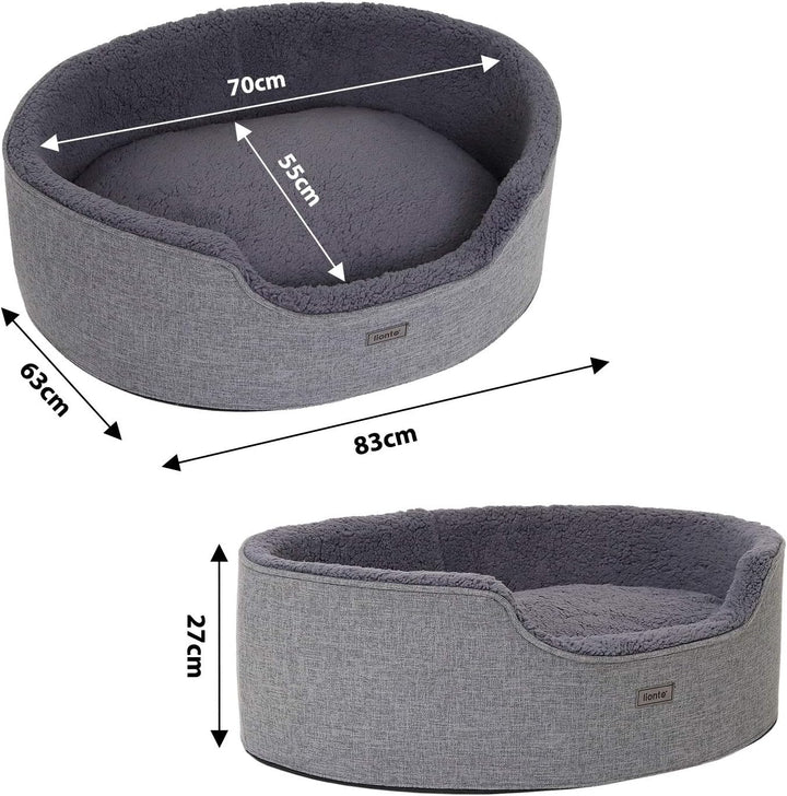 lionto Hundebett mit Wendekissen waschbar Katzenbett Haustierbett Hundekorb Plüsch, (M) 83x63 cm gra