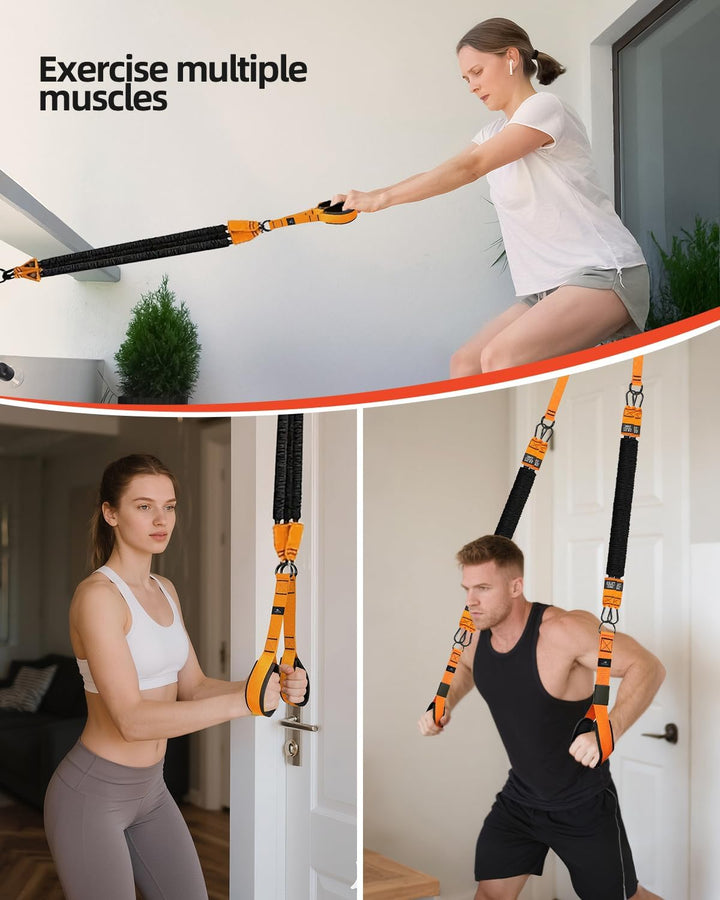 Abahub Trizeps Band Set mit Türanker Verstellbar Tricep Pull Down Fitnessband für Zuhause, Armtraini
