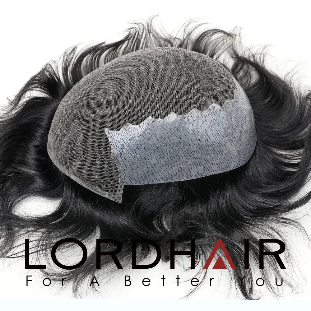 Lordhair Perücke Männer,Realität Toupet,Französische Spitzen weben mit Zwei Seiten und hinter sich P