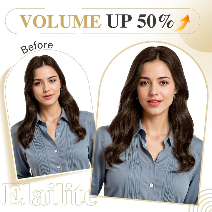 Elailite Extensions Echthaar Clip in 8 Tressen Glatt #4 Mittel braun, Haarverlängerung Real Human Ha