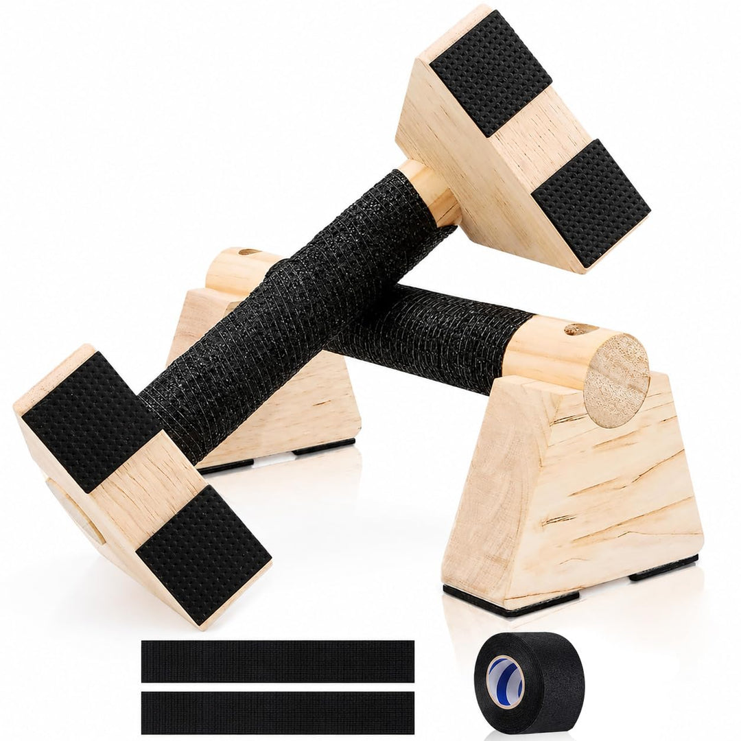 Holz Liegestützgriffe 1 Paar,Parallettes Calisthenics Equipment mit Rutschfestem Griff,Push Up Bars