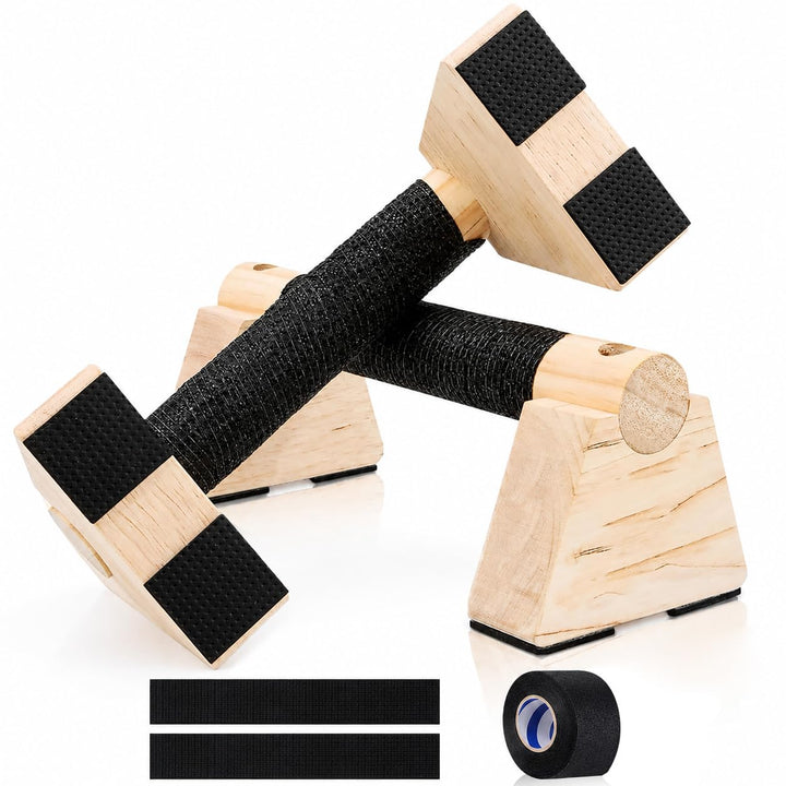 Holz Liegestützgriffe 1 Paar,Parallettes Calisthenics Equipment mit Rutschfestem Griff,Push Up Bars