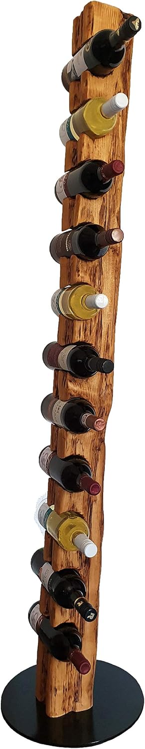 Wood & Wishes – Rustikaler Weinständer, Weinregal, Weinhalter aus massivem Holz; gefertigt in Handar