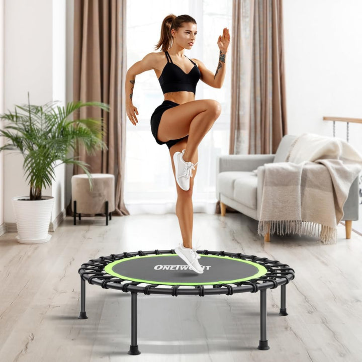 ONETWOFIT 114cm Trampolin lndoor,Rückprall Trampolin für Erwachsene, Leises Mini Trampolin für das O