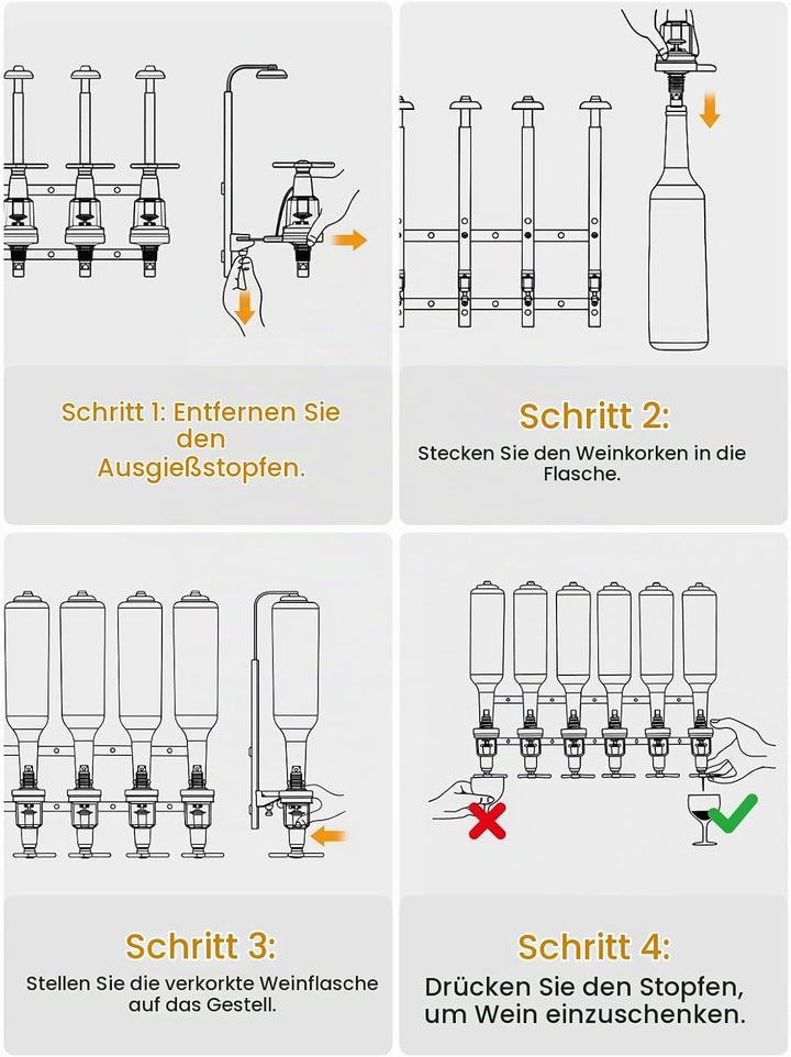 6-Fach Wandmontierter Schnapsspender 30 ml, Aluminiumlegierung Bar Butler Flaschenhalter, Höhenverst