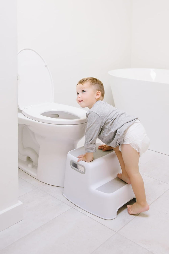 Ubbi Wide 2 Step Stool for Kids, Toddler Stool for Toilet Potty Training, Slip Resistant Soft Grip f