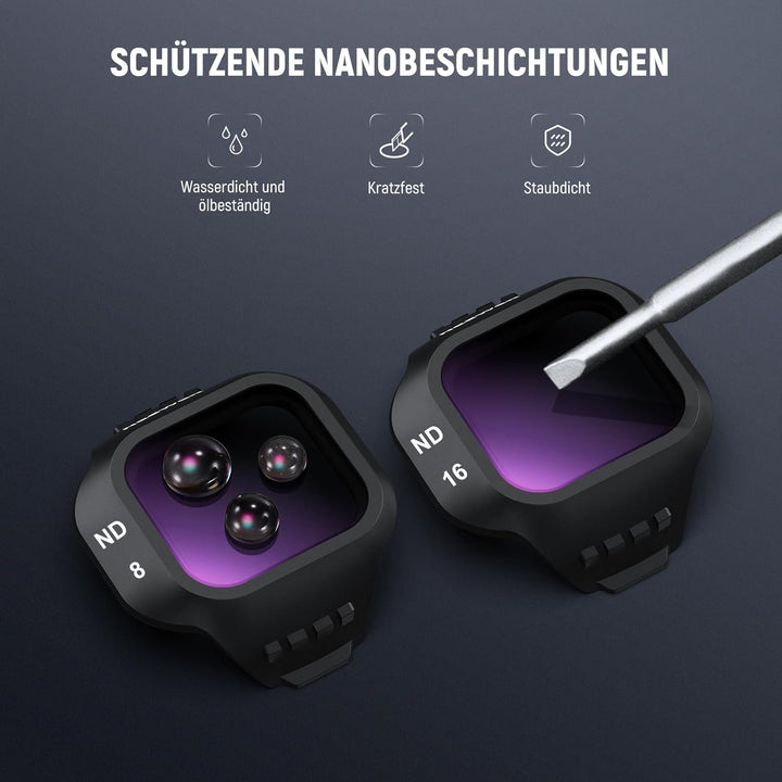 NEEWER ND Filter Set kompatibel mit DJI Mini 5 Pro Drone (ND8+ND16+ND32+ND64), 4er Pack, Snap On, Gr